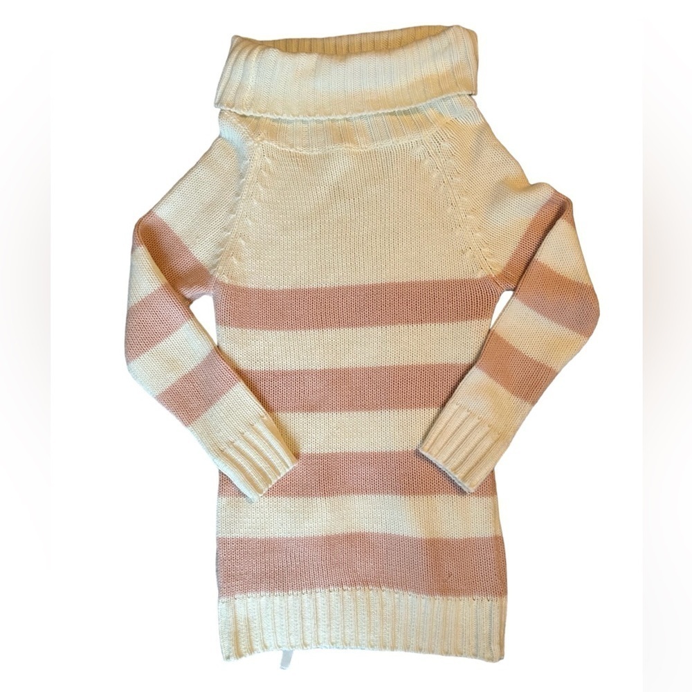 5/$25 Adorable pink and white wide striped sweater with oversized neck size XS-S - Picture 7 of 7